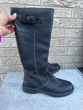 Born Tall Boots Women's Size 6.5 black  Leather Buckle Side Zipper